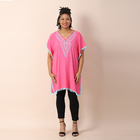 TAMSY 100% Viscose Kaftan (Size 75x57x85 Cm) - Pink Shell with Light Blue Embroidery