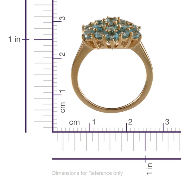 Paraibe Apatite (Rnd) Cluster Ring in 14K Gold Overlay Sterling Silver 2.000 Ct.