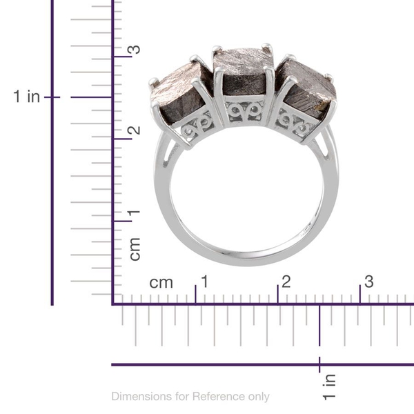 Meteorite (Cush) Trilogy Ring in Platinum Overlay Sterling Silver 16.000 Ct.