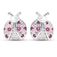 ELANZA Simulated Rainbow Sapphire Ladybird Earrings (with Push Back) in Rhodium Overlay Sterling Sil