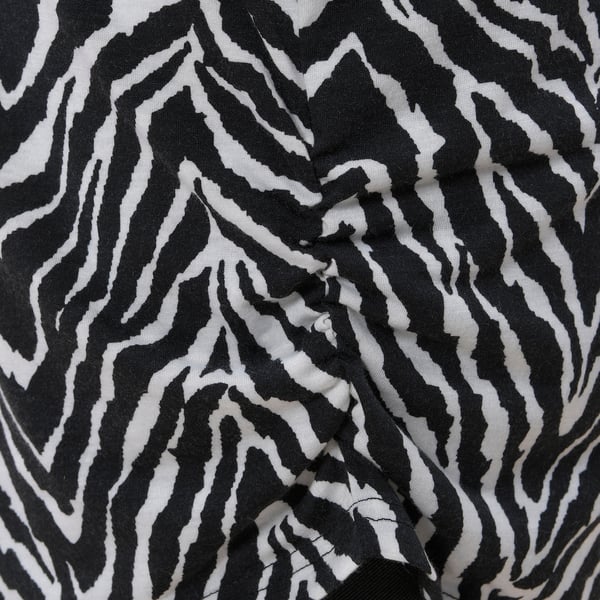 TAMSY Zebra Pattern V-Neck Knit Drape Top (One Size Fits 10-22) - Black & White