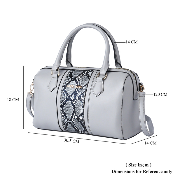 LOCK SOUL Snake Pattern Convertible Bag with Shoulder Strap (Size 30x18x14Cm) - Grey