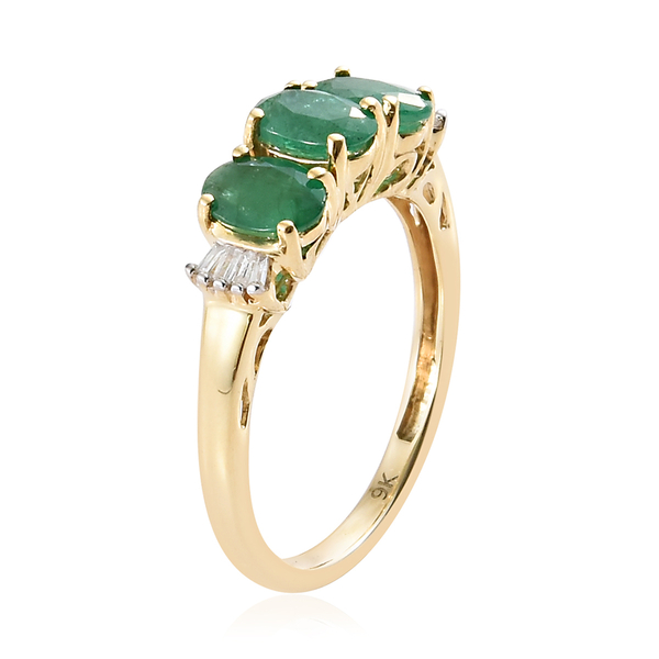 9K Yellow Gold AA Premium Santa Terezinha Emerald (Ovl), Diamond Ring 1.250  Ct.