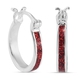 Sterling Silver Red Enamelled Hoop Earrings (with Clasp)