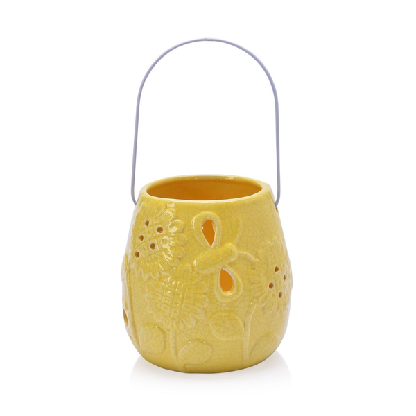 Yellow Colour Sunflower Pattern Ceramic Lantern
