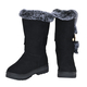 Faux Fur Winter Boots with Buckle (Size 6) - Black