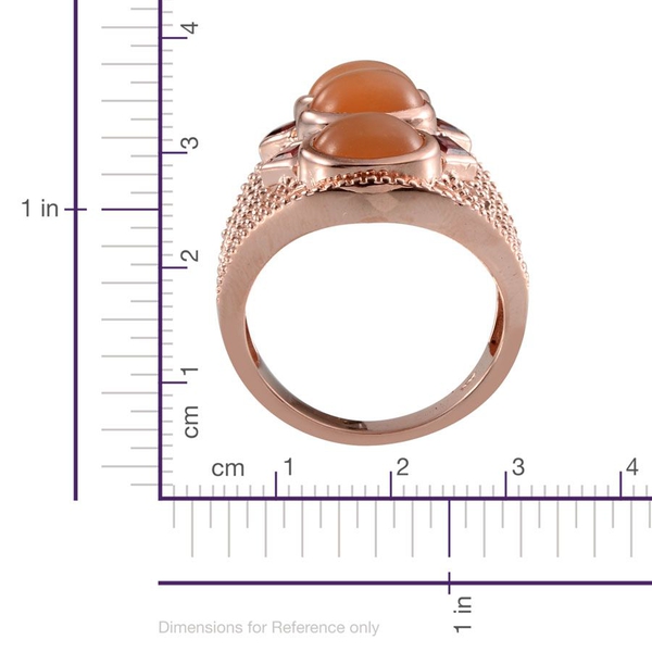 Mitiyagoda Peach Moonstone (Ovl), Rhodolite Garnet Ring in Rose Gold Overlay Sterling Silver 6.750 Ct.