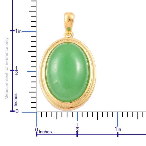 Green Jade (Ovl) Pendant in Yellow Gold Overlay Sterling Silver 12.750 Ct.