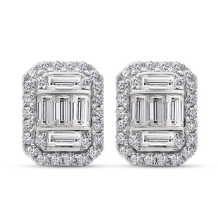Moissanite Stud Earrings ( With Push Back)  in Rhodium Overlay Sterling Silver 3.90 Carat