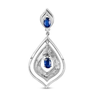 Kyanite and Natural Cambodian Zircon Pendant in Platinum Overlay Sterling Silver 1.28 Ct, Silver Wt.