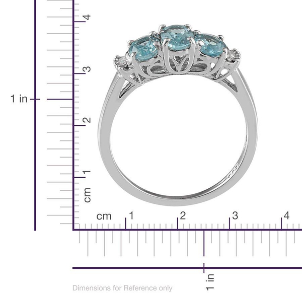 AA Paraibe Apatite (Ovl 0.50 Ct), Diamond Ring in Platinum Overlay Sterling Silver 1.000 Ct.