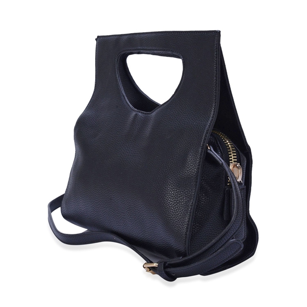 Black Colour Tote Bag with Adjustable Shoulder Strap (Size 31x18x10 Cm)