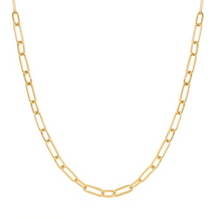 14K Gold Overlay Sterling Silver Paperclip Necklace (Size - 22) With Lobster Clasp, Silver Wt. 7.80 