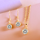 2 Piece Set - White Topaz Pendant & Hook Earrings in 14K Gold Overlay Sterling Silver With Stainless Steel Chain ( Size 20)  3.50 Ct, Silver Wt. 5.62 Gms