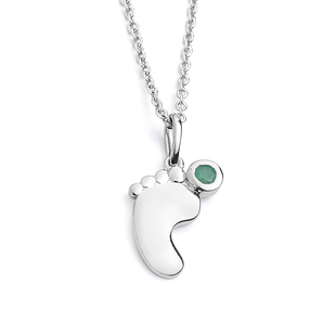 Emerald Pendant with Chain  Sterling Silver 0.10 ct  0.100  Ct.