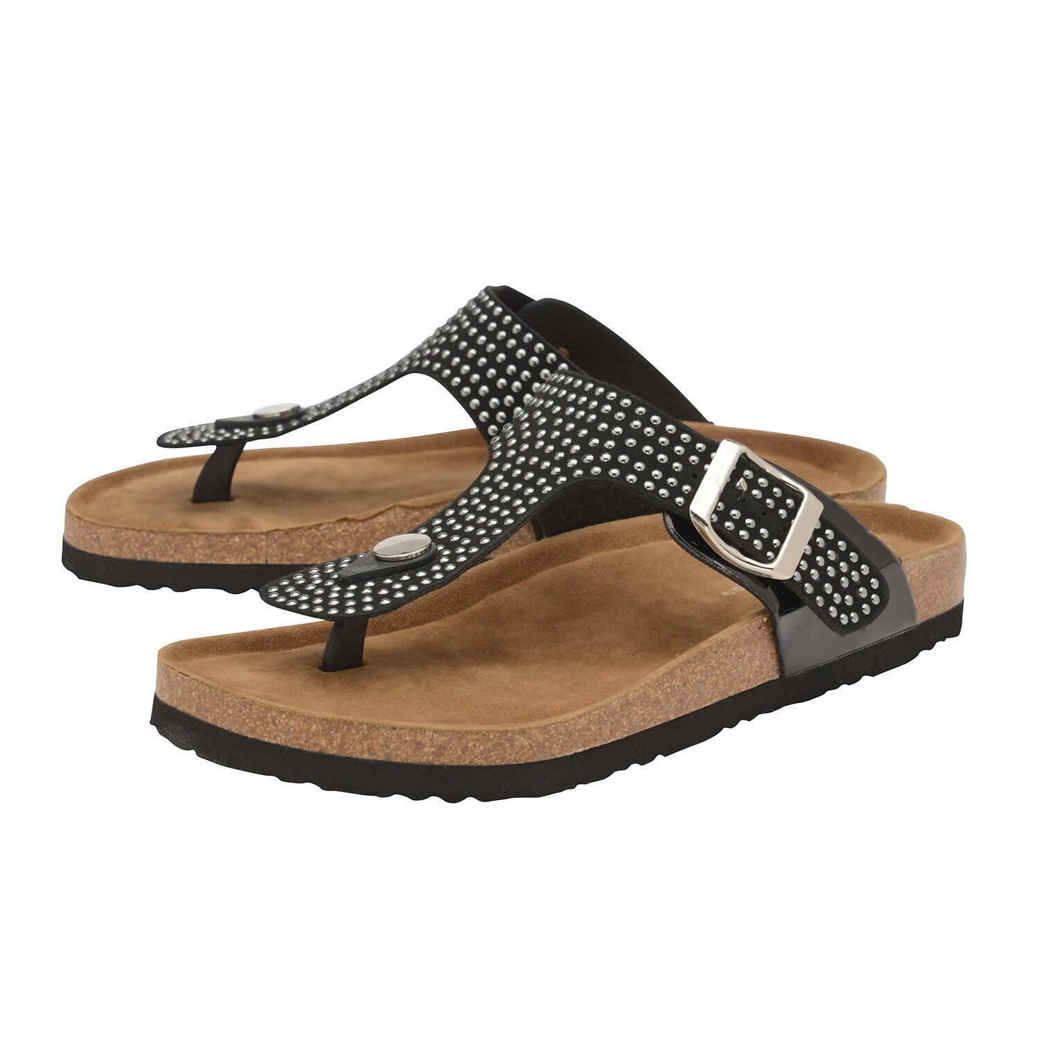 Dunlop Carmen Toe Post Flat Sandals (Size 4) - Black