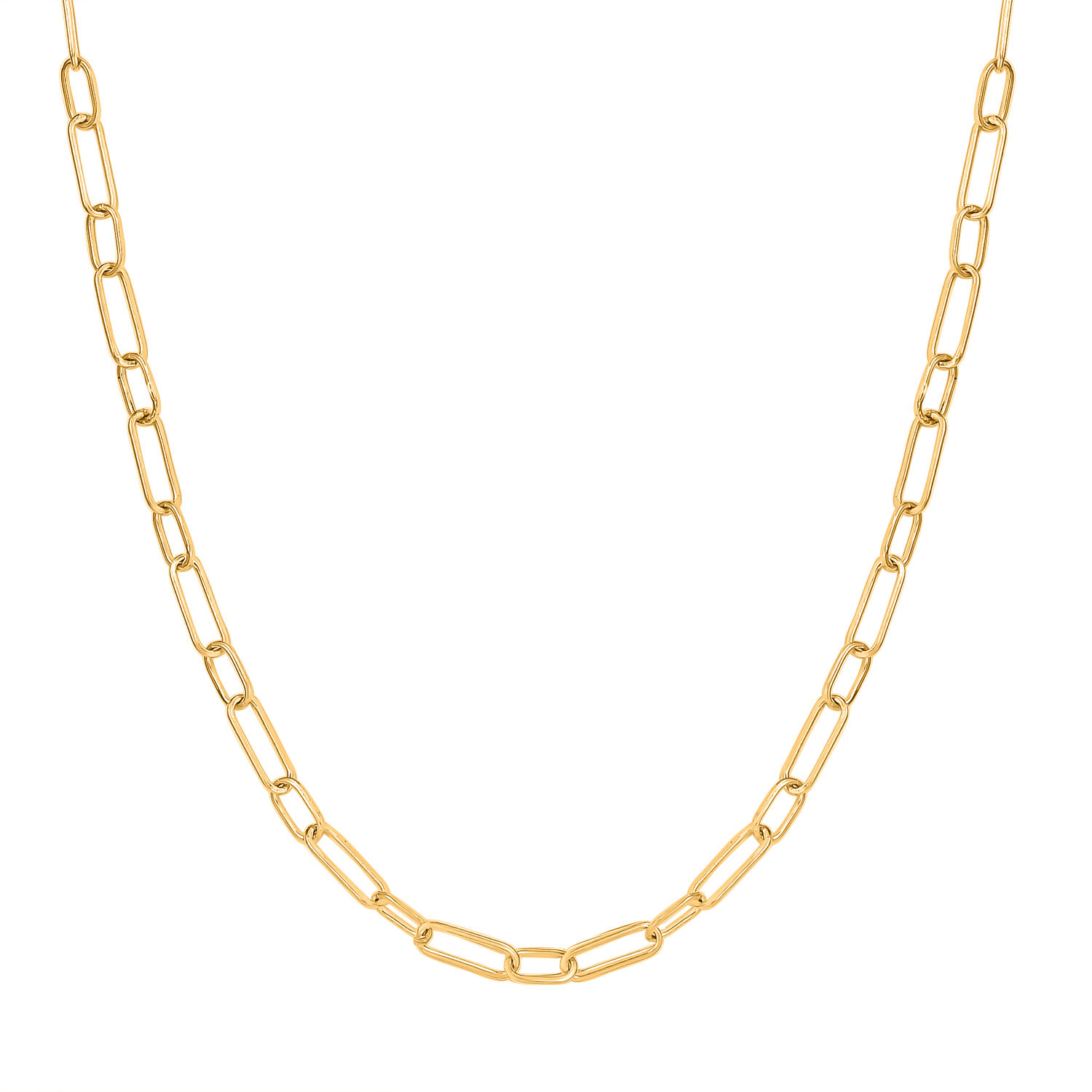 Paperclip Necklace Size 24 in Gold Plated Sterling Silver, Silver Wt. 8.50 GMS
