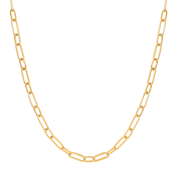 14K Gold Overlay Sterling Silver Paperclip Necklace (Size - 24) With Lobster Clasp, Silver Wt. 8.50 
