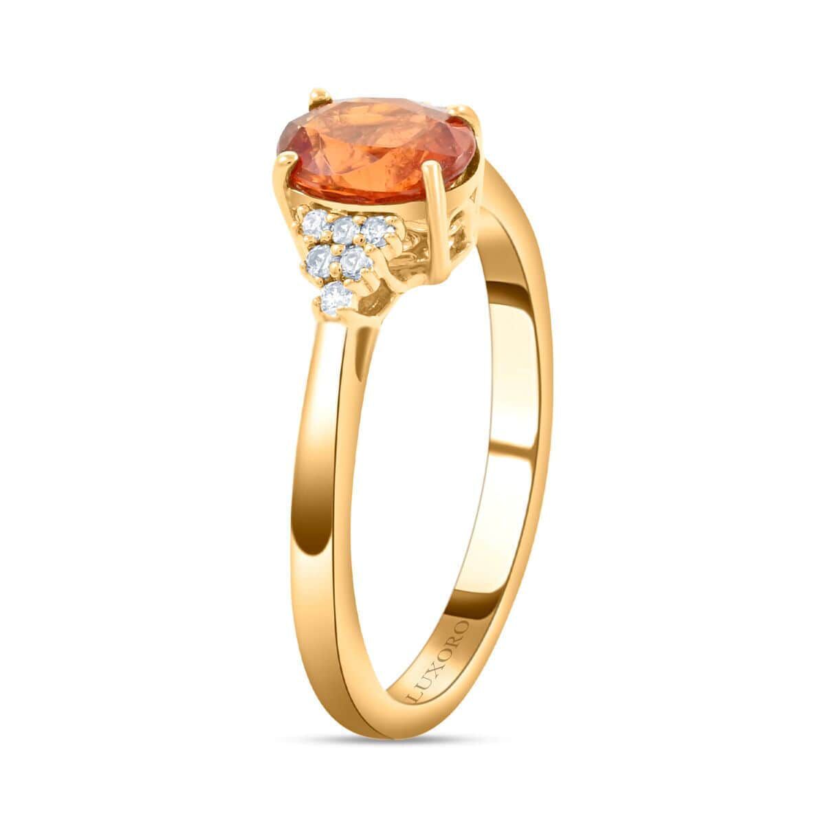 14K Yellow Gold  AAA   Nigerian Spessartite Garnet ,  White Diamond  I2 Ring 2.00 ct,  Gold Wt. 3.15 Gms  2.000  Ct.