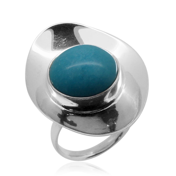 Royal Bali Collection Arizona Sleeping Beauty Turquoise (Rnd) Adjustable Solitaire Ring in Sterling 