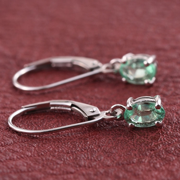 9K W Gold Boyaca Colombian Emerald (Ovl) Lever Back Earrings 1.000 Ct.