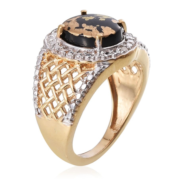 Goldenite (Ovl 2.00 Ct), Diamond Ring in 14K Gold Overlay Sterling Silver 2.020 Ct.