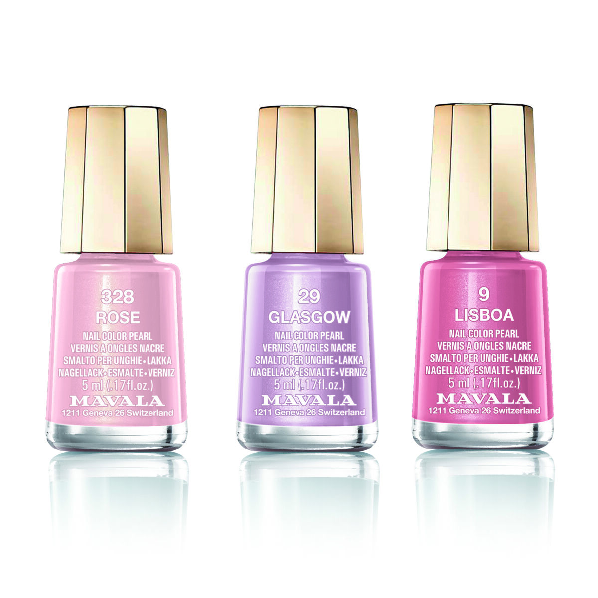 MAVALA- 3 pcs polish set -  Lisboa 9, Rose 328 and Glasgow 29