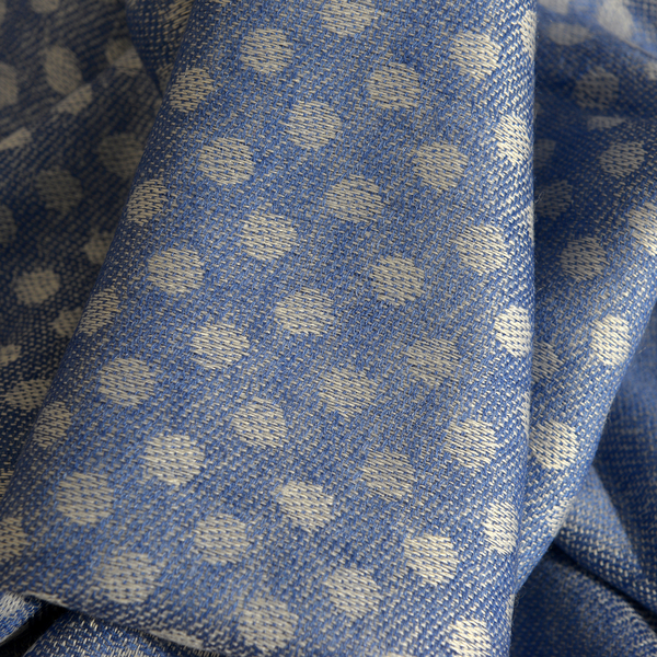 Limited Available - 100% Cashmere Wool Blue Colour Polka Dots Pattern Shawl (Size 200x70 Cm)