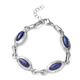 Lapis Lazuli Station Bracelet (Size 7.5 with 1 inch Extender) in Stainless Steel 12.00 Ct.