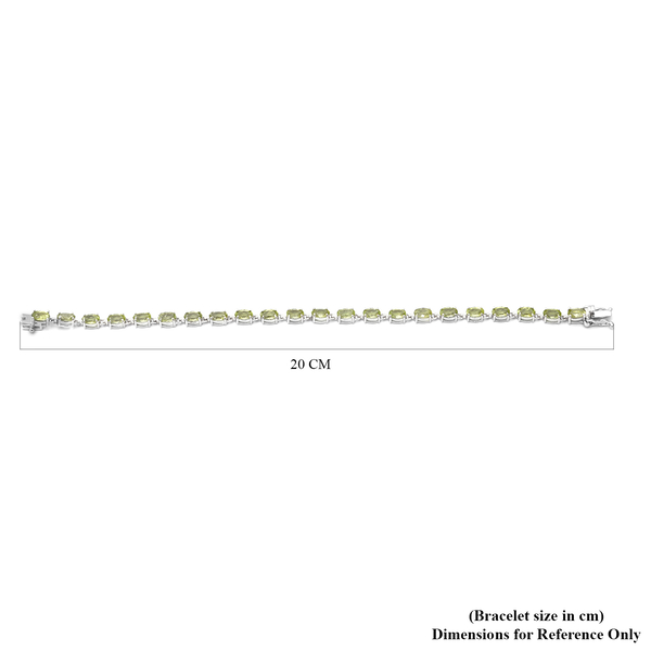 Natural Hebei Peridot  Bracelet (Size - 7) in Rhodium Overlay Sterling Silver 9.45 Ct, Silver wt 6.50 Gms