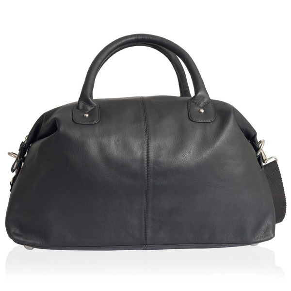 Wayfarer Genuine Leather  Black Weekend Travel Bag (Size 55x36x20 Cm)