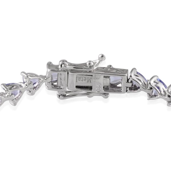 Tanzanite (Trl) Bracelet in Platinum Overlay Sterling Silver (Size 7) 7.000 Ct.