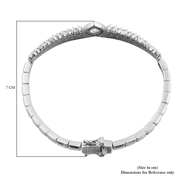 Lustro Stella Platinum Overlay Sterling Silver Bracelet (Size 7.5) Made with Finest CZ 10.76 Ct, Silver wt 17.84 Gms