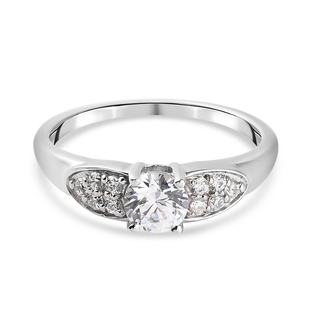 Lustro Stella - Platinum Overlay Sterling Silver Ring Made with Finest CZ 1.150 Ct.