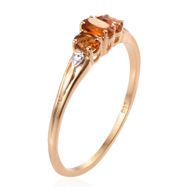Madeira Citrine (Ovl) 3 Stone Ring in 14K Gold Overlay Sterling Silver 0.500 Ct.