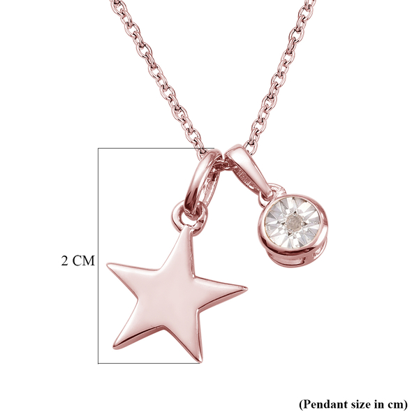 Diamond 2 Piece Pendant with Chain (Size 20) with Lobster Clasp in Rose Gold Overlay Sterling Silver