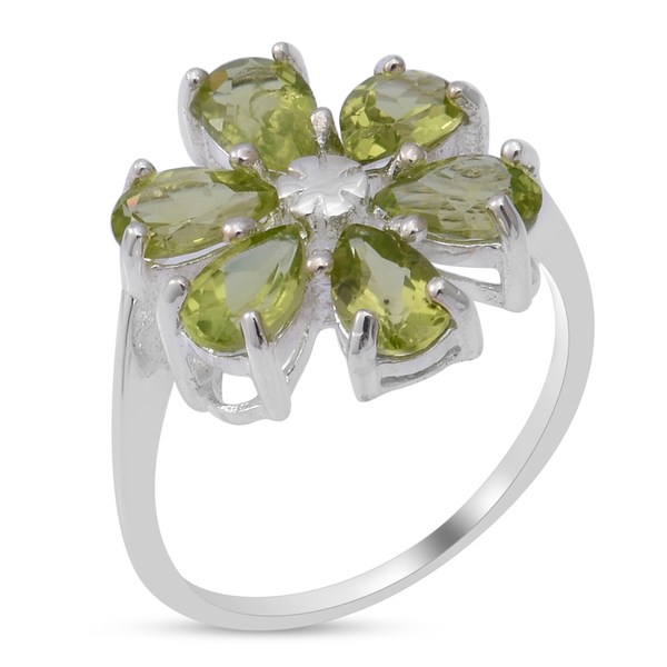 Hebei Peridot Floral Ring in Sterling Silver 2.00 Ct.