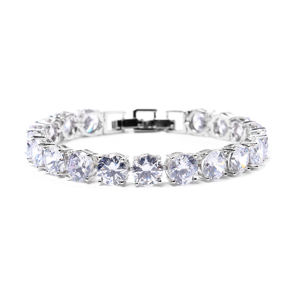 Simulated Diamond Tennis Bracelet (Size 8 with Extender) in Silver Tone