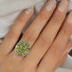 Hebei Peridot Cluster Ring in Rhodium Overlay Sterling Silver 8.05 Ct, Silver Wt. 6.00 Gms
