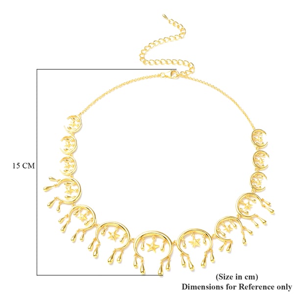 LucyQ 3D Star Collection - Yellow Gold Overlay Sterling Silver Necklace (Size 20)