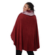 Designer Inspired Cape with Faux Fur Collar (One Size, L: 80cm) - Wine Red Colour