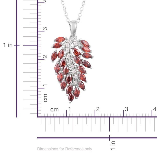 ELANZA AAA Simulated Garnet (Mrq), Simulated White Diamond Pendant With Chain in Rhodium Plated Sterling Silver