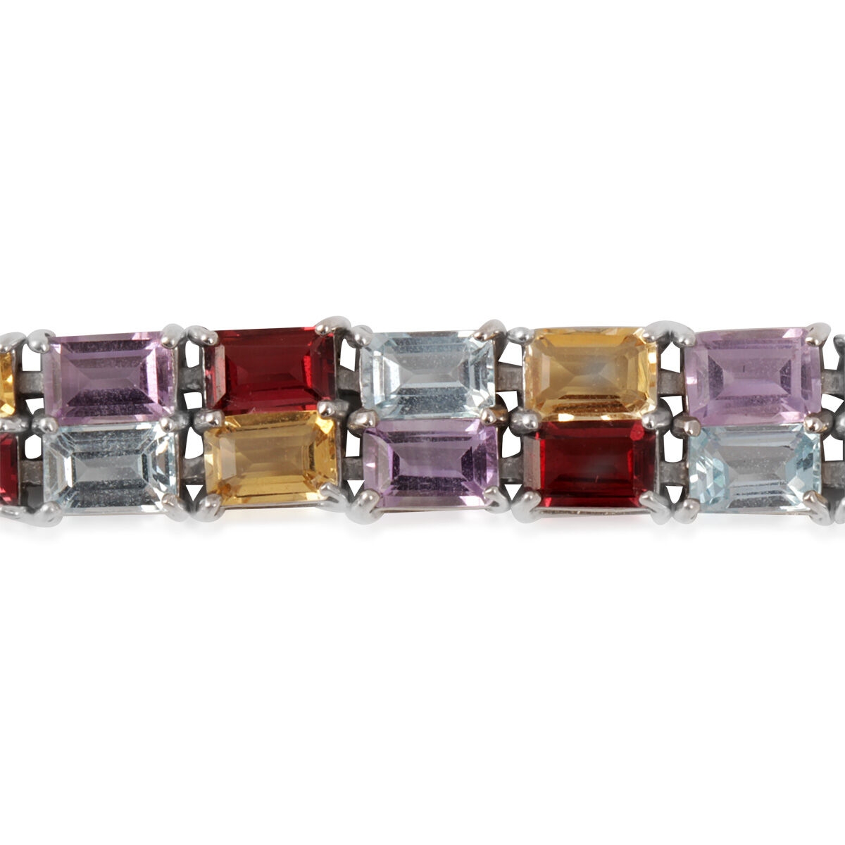 Amethyst (Oct), Citrine, Indian Garnet and Sky Blue Topaz Bracelet in Sterling Silver (Size 7.5) 32.430 Ct.