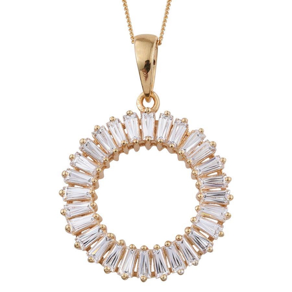 Lustro Stella - 14K Gold Overlay Sterling Silver (Bgt) Circle Pendant With Chain Made with Finest CZ