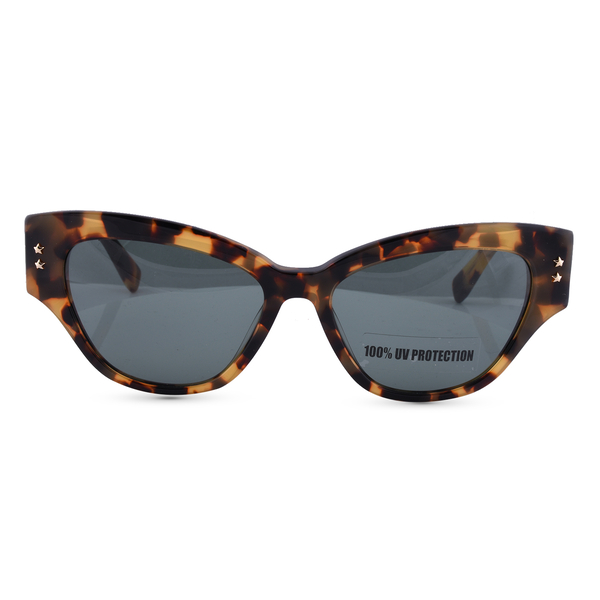 JUST CAVALLI Womens Cat Eye Yellow Tortoise Sunglasses with Strip Design on Temples