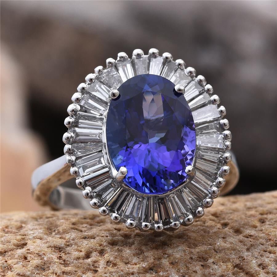 ILIANA 18K W Gold AAA Tanzanite (Ovl 4.00 Ct), Diamond Ring 5.250 Ct.