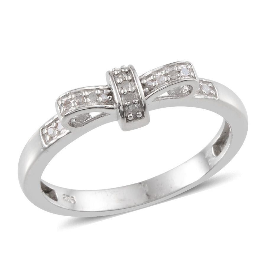 Diamond (Rnd) Ring in Platinum Overlay Sterling Silver 0.100 Ct.