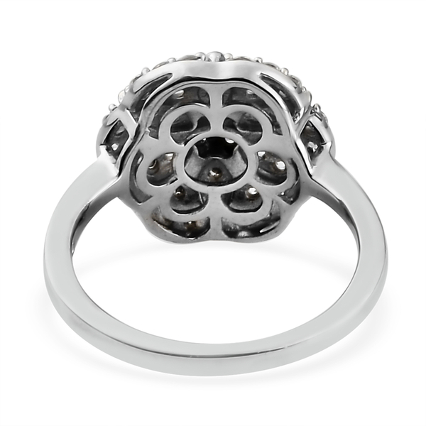 Lustro Stella Platinum Overlay Sterling Silver Floral Ring Made with Finest CZ 1.38 Ct.