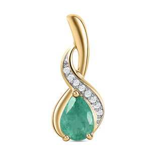 9K Yellow Gold  AAA   Zambian Emerald ,  White Diamond  I3 Solitaire Pendant 0.62 ct,  Gold Wt. 1 Gm