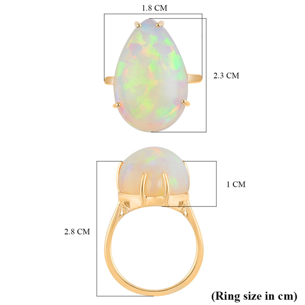 AGI Certified and Appraised ILIANA 18K Yellow Gold AAA Ethiopian Welo Opal Solitaire Ring 16.35 Ct.